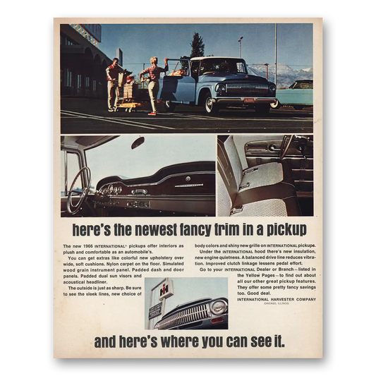 1966 International Harvester Pickup Newest Fancy Trim Vintage Magazine Print Ad