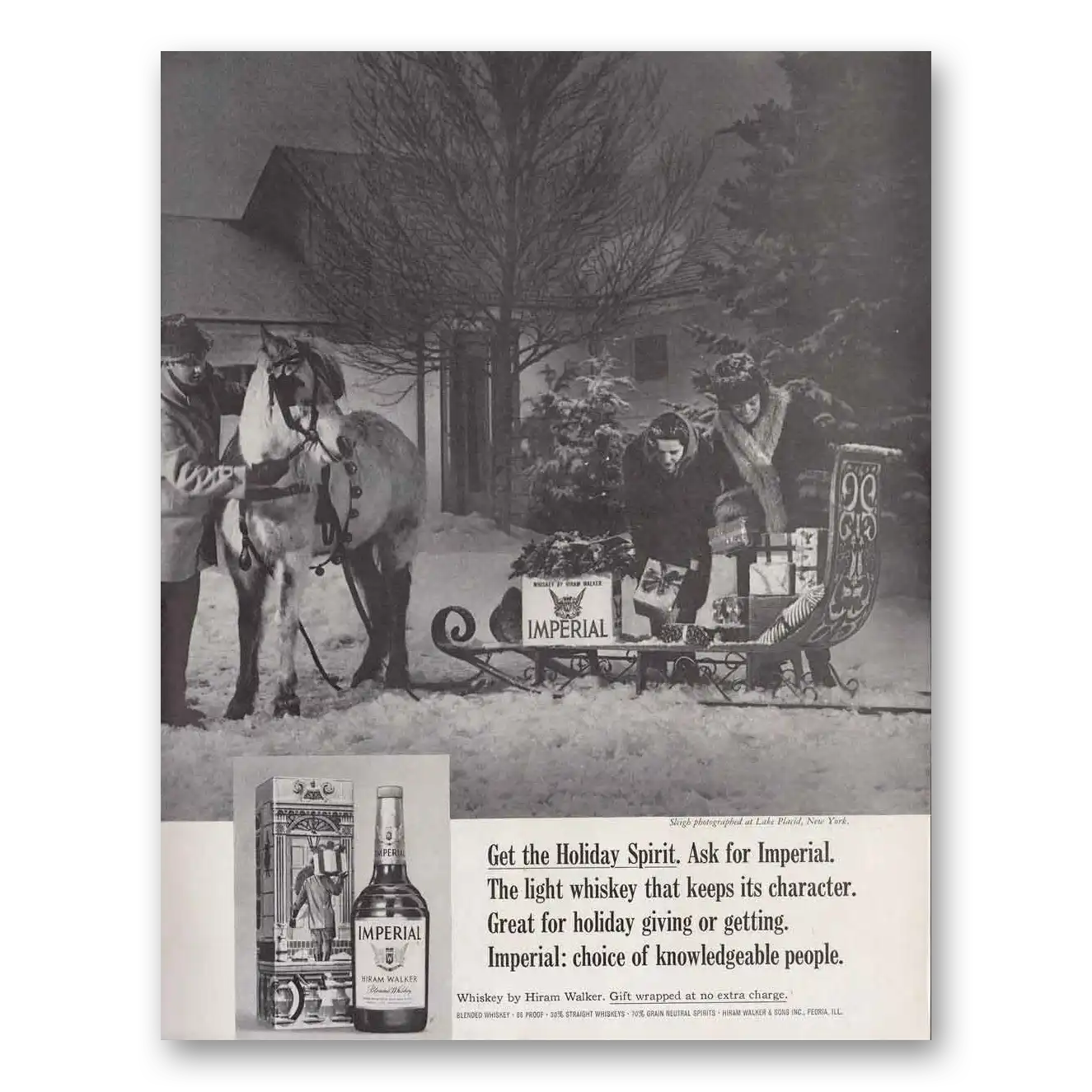 1966 Imperial Whiskey Sleigh Holiday Spirit Vintage Magazine Print Ad