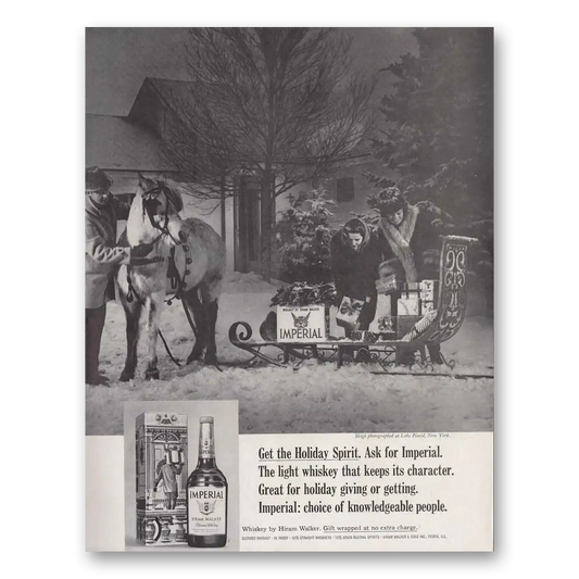 1966 Imperial Whiskey Sleigh Holiday Spirit Vintage Magazine Print Ad