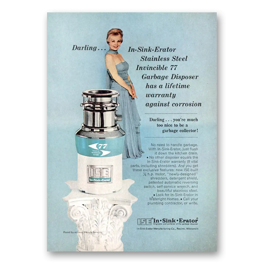 1966 In Sink Erator Darling Stainless Steel Vintage Magazine Print Ad