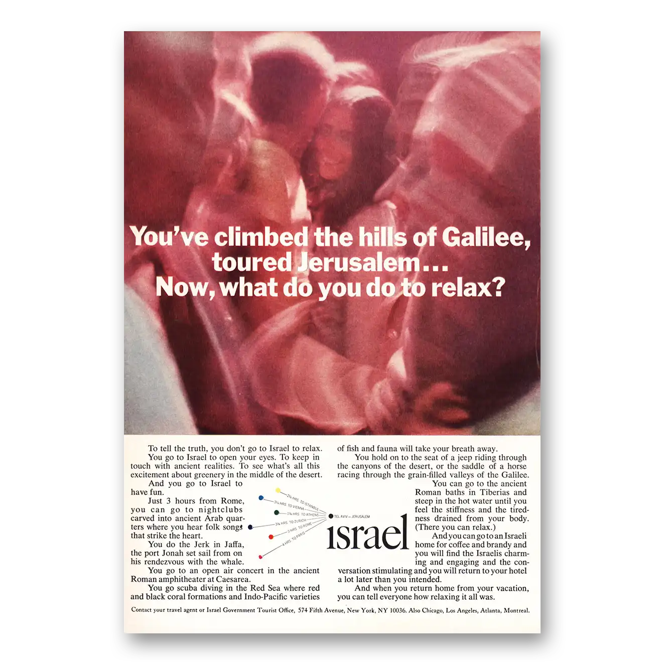 1966 Israel Climbed the Hills of Galilee Vintage Magazine Print Ad