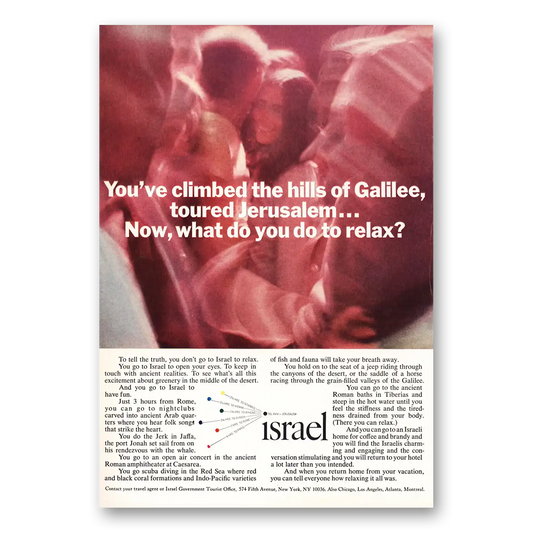 1966 Israel Climbed the Hills of Galilee Vintage Magazine Print Ad