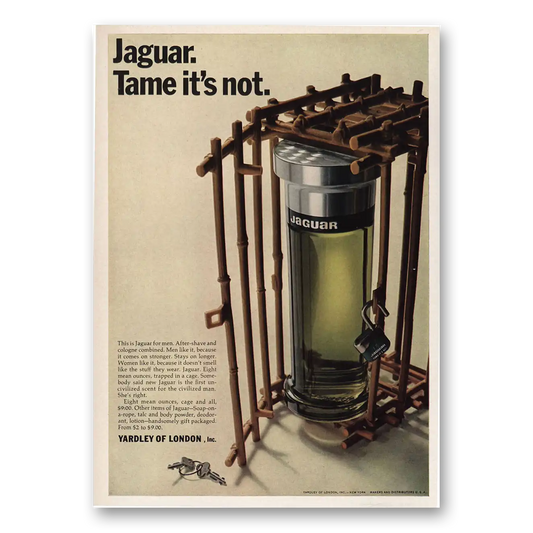 1966 Jaguar Cologne Tame Its Not Vintage Magazine Print Ad