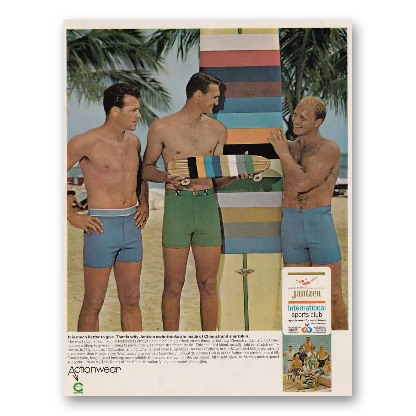 1966 Jantzen Mens Swimtrunks International Sports Club Vintage Magazine Print Ad