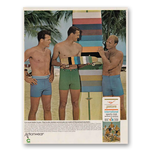 1966 Jantzen Mens Swimtrunks International Sports Club Vintage Magazine Print Ad