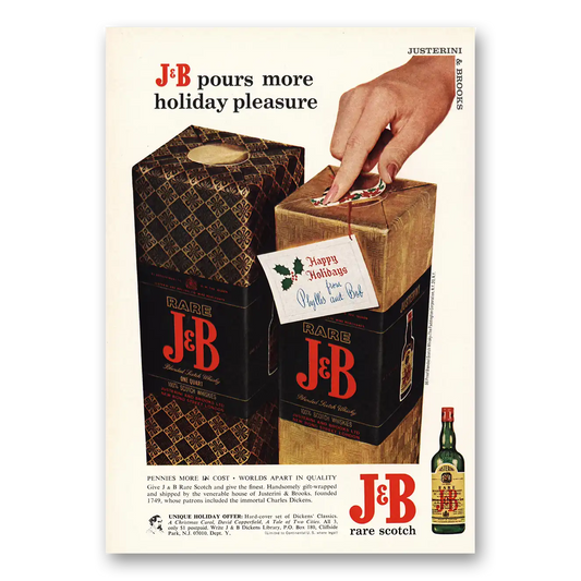 1966 J&B Pours More Holiday Pleasure Vintage Magazine Print Ad