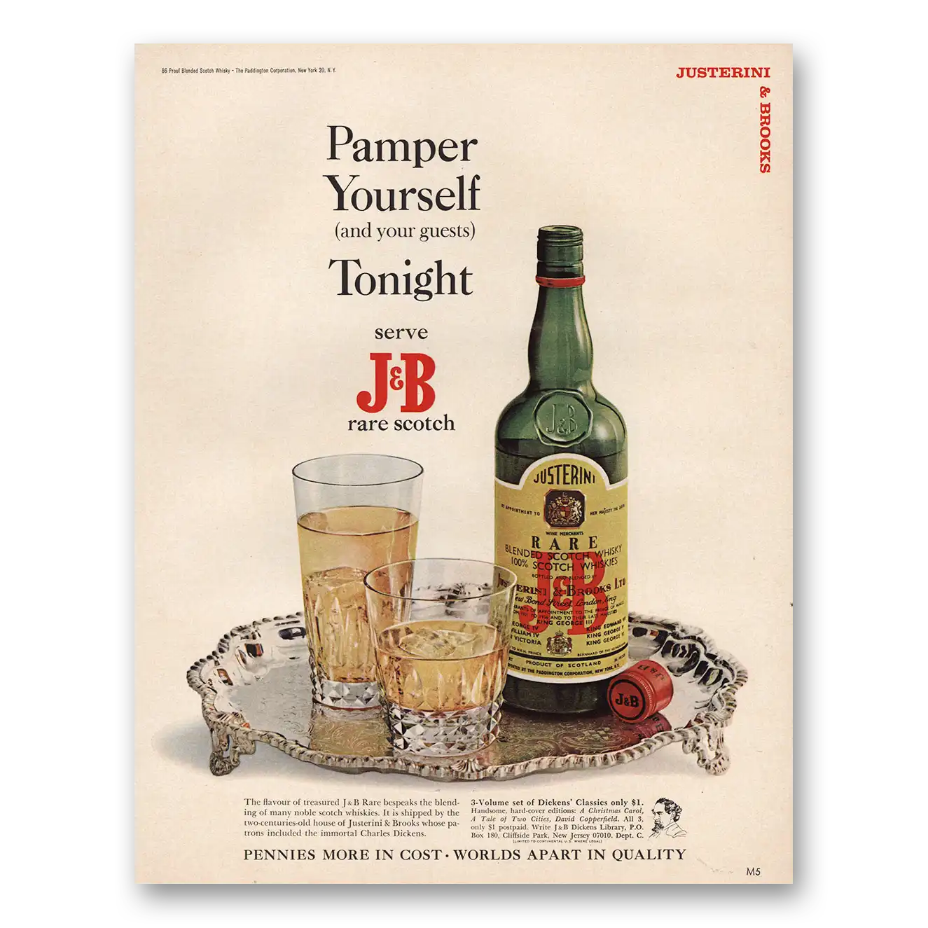 1966 J&B Scotch Whisky Pamper Yourself and Your Guests Vintage Magazine Print Ad