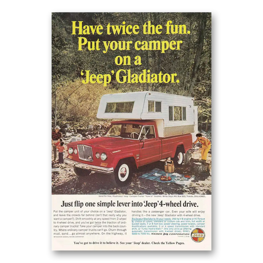 1966 Jeep Gladiator Put Your Camper on a Jeep Vintage Magazine Print Ad