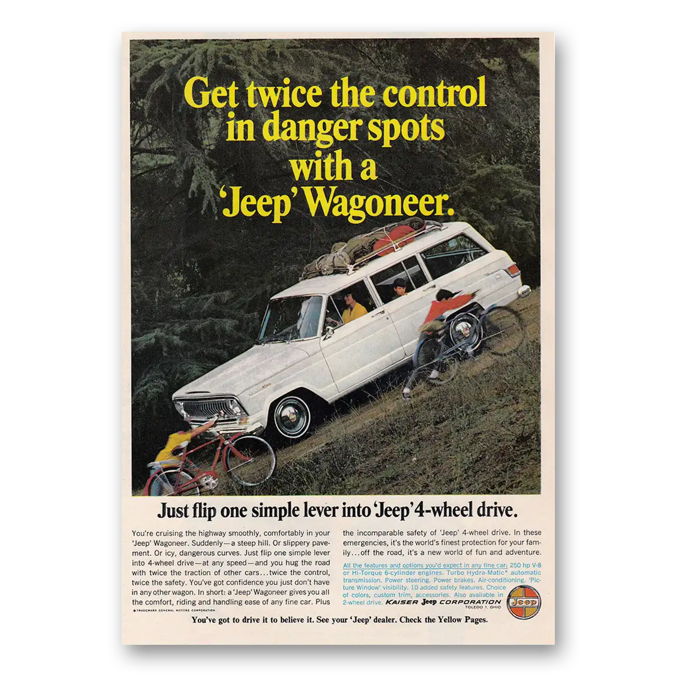 1966 Jeep Wagoneer Get Twice the Control in Danger Spots Vintage Magazine Print Ad