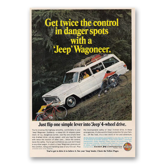 1966 Jeep Wagoneer Get Twice the Control in Danger Spots Vintage Magazine Print Ad