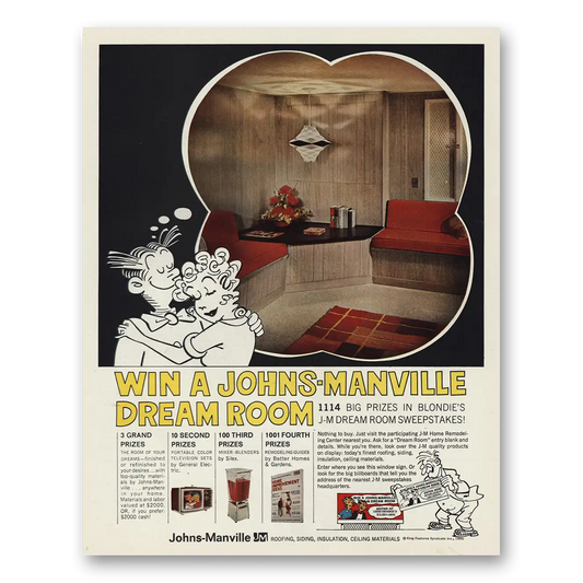 1966 Johns Manville Blondies Dream Room Sweepstakes Vintage Magazine Print Ad