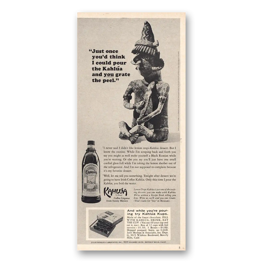 1966 Kahlua Pour the Kahlua and You Grate the Peel Vintage Magazine Print Ad