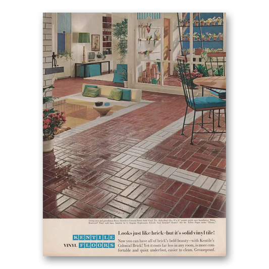 1966 Kentile Flooring Vinyl Floors Looks Just Like Brick Vintage Magazine Print Ad