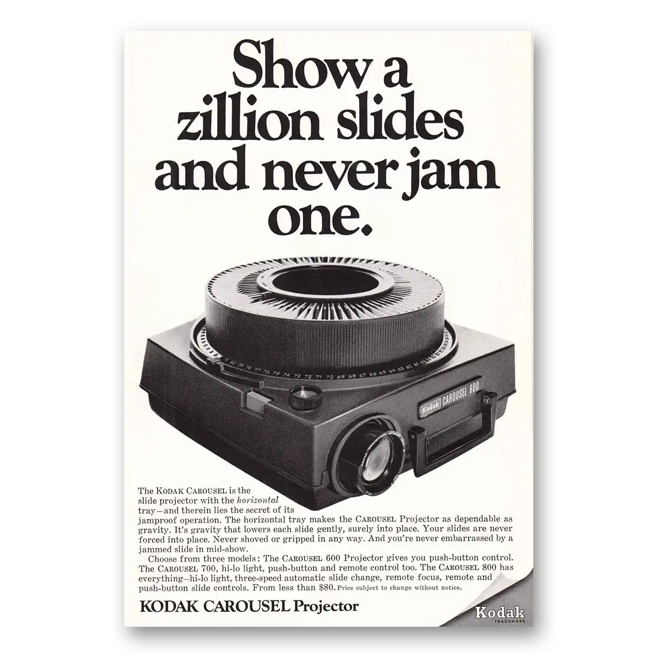 1966 Kodak Carousel Projector Carousel Projector Zillion Slides Vintage Magazine Print Ad