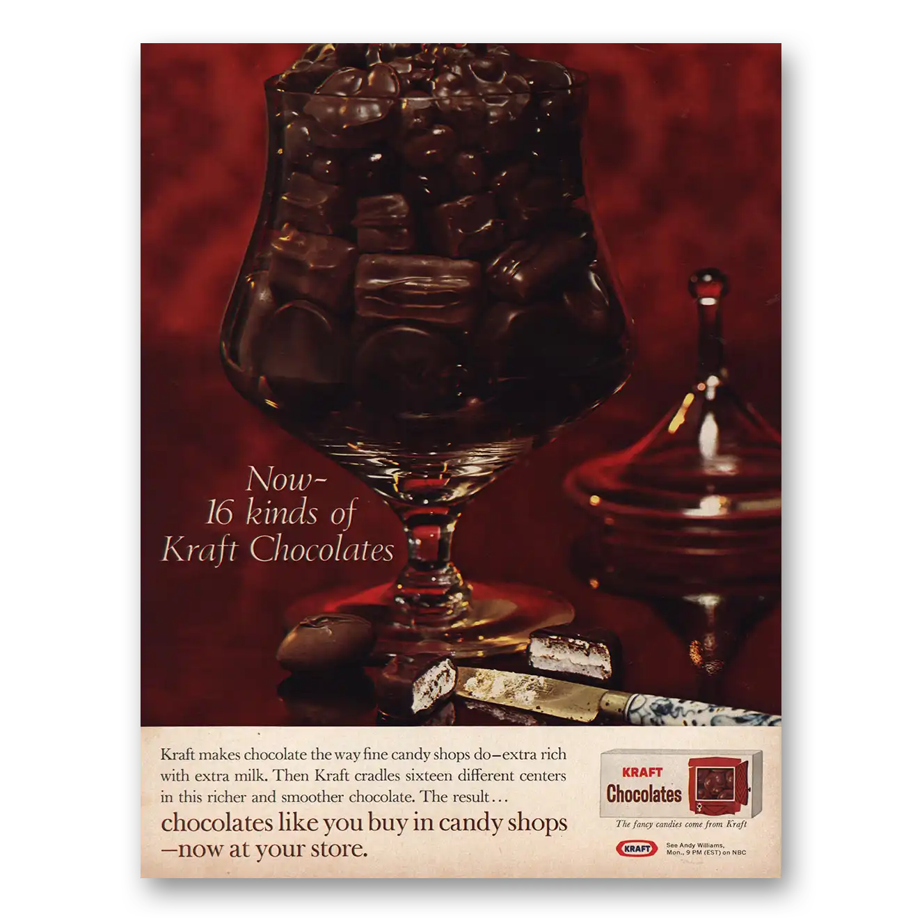 1966 Kraft Chocolates Way Fine Candy Shops Do Vintage Magazine Print Ad