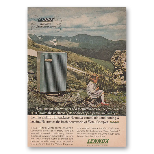 1966 Lennox Air Conditioning Took the Whisper of Mountain Breeze Vintage Magazine Print Ad