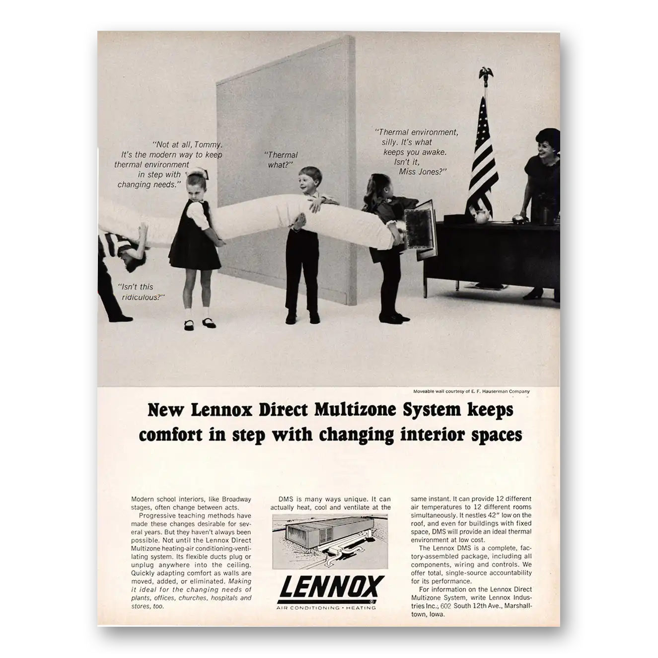 1966 Lennox Direct Multizone System Comfort In Step Vintage Magazine Print Ad