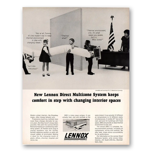 1966 Lennox Direct Multizone System Comfort In Step Vintage Magazine Print Ad