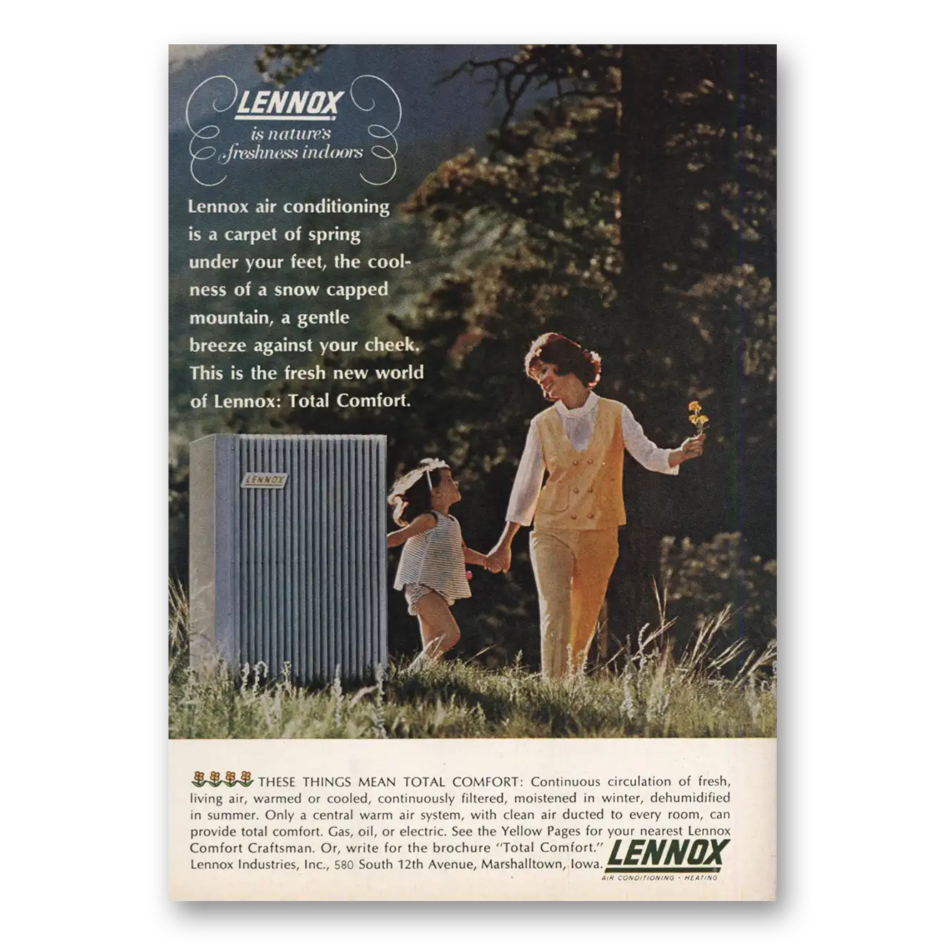 1966 Lennox Central Air Conditioning Carpet of Spring Vintage Magazine Print Ad