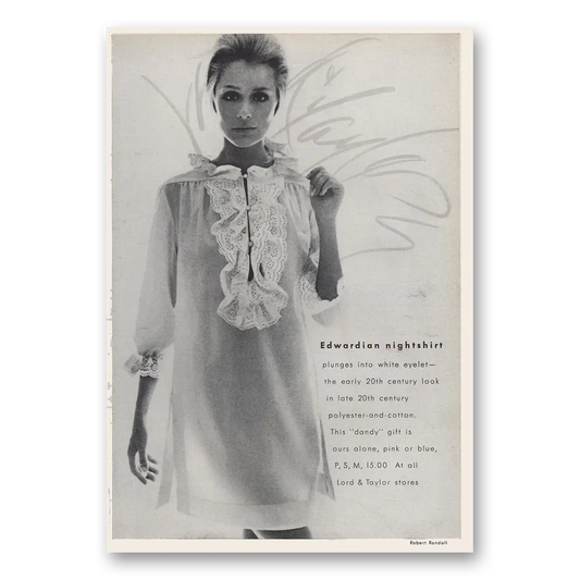 1966 Lord & Taylor Edwardian Nightshirt Vintage Magazine Print Ad