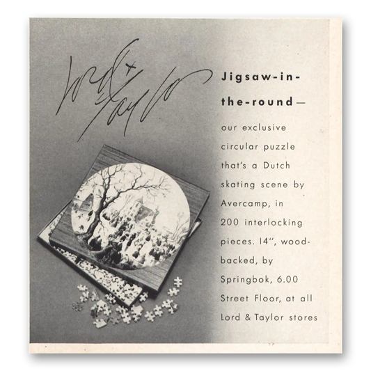 1966 Lord & Taylor Jigsaw In the Round Vintage Magazine Print Ad