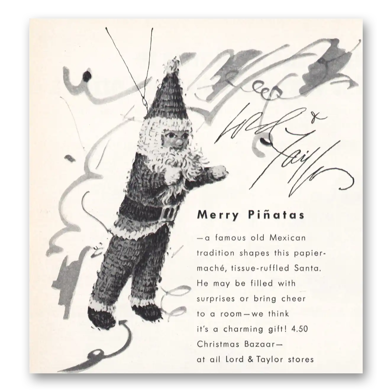 1966 Lord & Taylor Merry Pinatas Vintage Magazine Print Ad