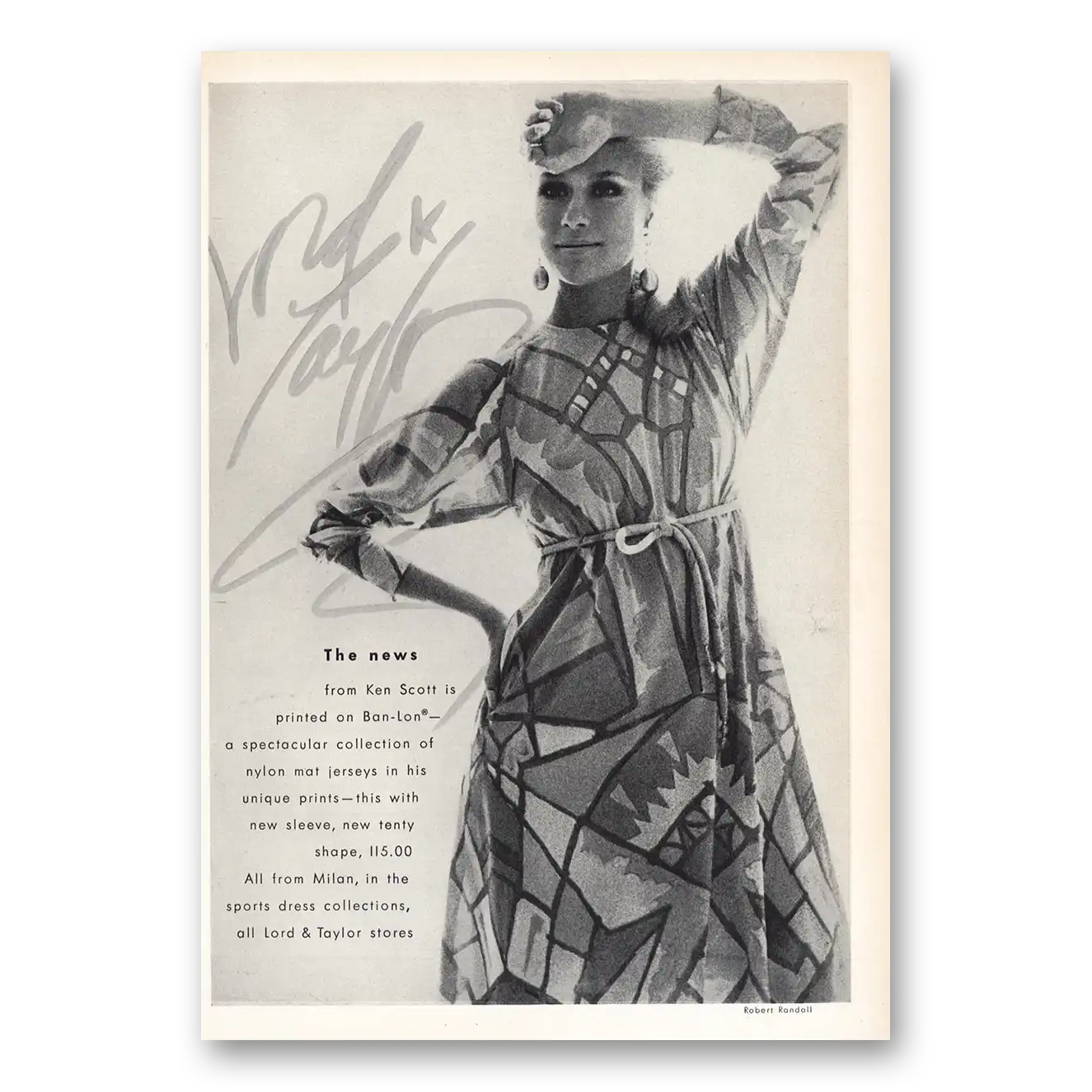 1966 Lord & Taylor The News Ken Scott Vintage Magazine Print Ad