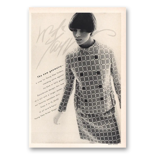 1966 Lord & Taylor New Geometry Devonbrook Vintage Magazine Print Ad