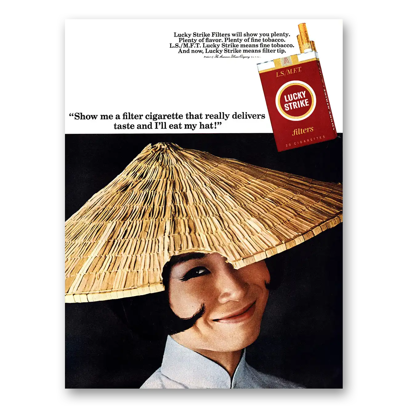 1966 Lucky Strike Cigarettes Show Me a Filter Vintage Magazine Print Ad