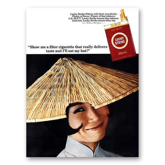 1966 Lucky Strike Cigarettes Show Me a Filter Vintage Magazine Print Ad