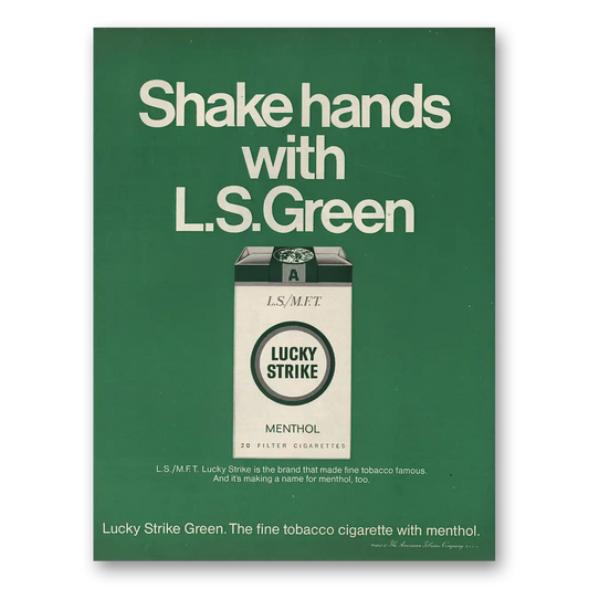 1966 Lucky Strike Cigarettes Shake Hands Green Vintage Magazine Print Ad