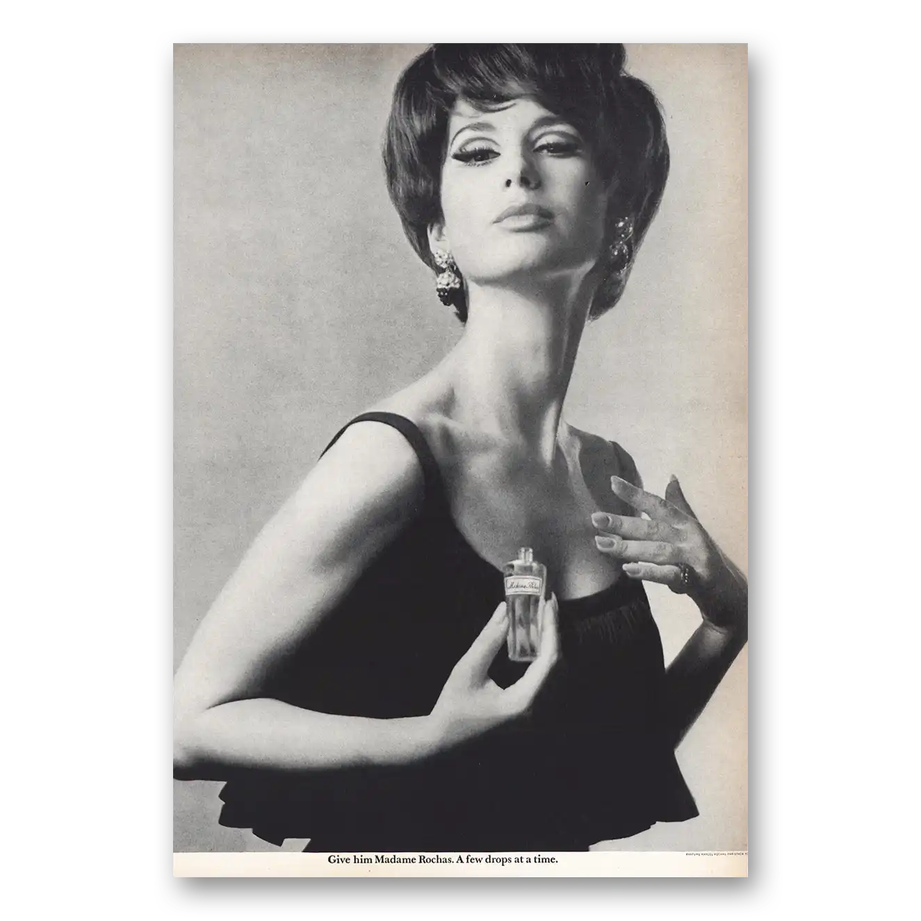 1966 Madame Rochas Parfum Few Drops At a Time Vintage Magazine Print Ad