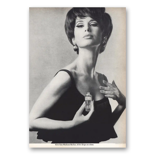 1966 Madame Rochas Parfum Few Drops At a Time Vintage Magazine Print Ad