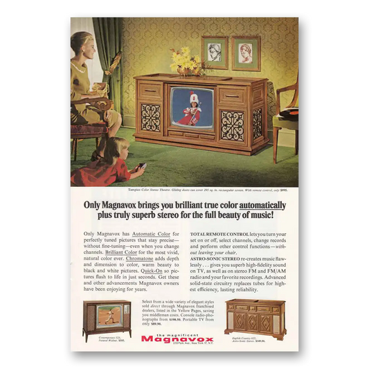 1966 Magnavox Color Television Tampico Color Stereo Theatre Vintage Magazine Print Ad