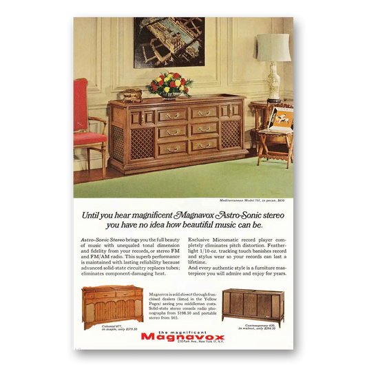 1966 Magnavox Astro Sonic Stereo Mediterranean Model 701 Vintage Magazine Print Ad