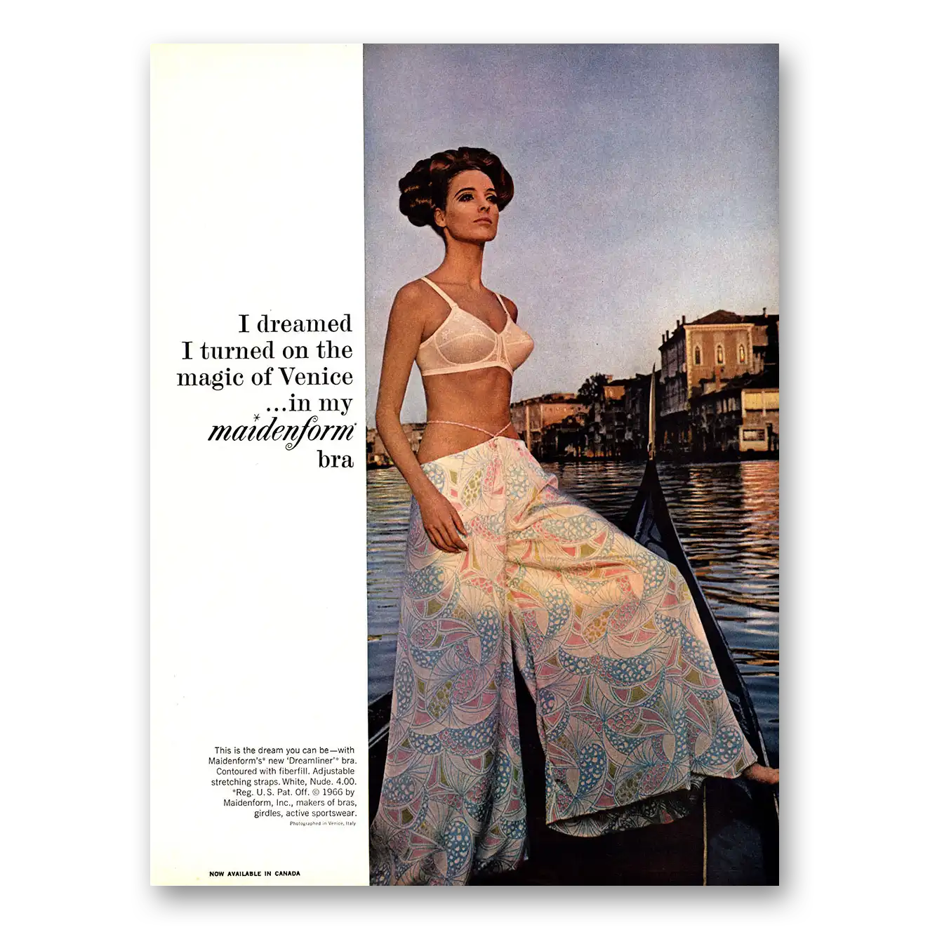 1966 Maidenform Undergarments I Dreamed I Turned on the Magic of Venice Vintage Magazine Print Ad