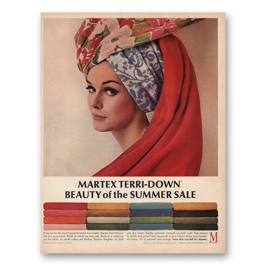 1966 Martex Linens Terri Down Beauty of the Summer Vintage Magazine Print Ad