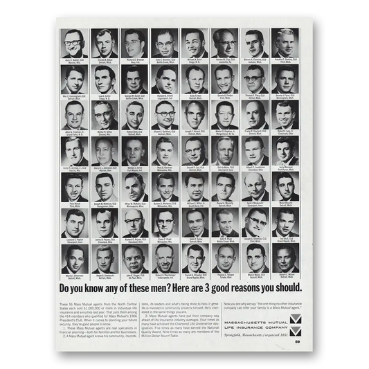 1966 Massachusetts Mutual Do You Know Any of These Men Vintage Magazine Print Ad