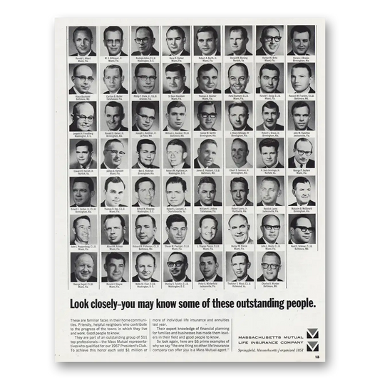 1966 Massachusetts Mutual Outstanding People Vintage Magazine Print Ad