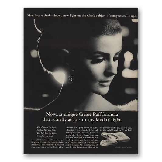 1966 Max Factor Creme Puff Formula Vintage Magazine Print Ad