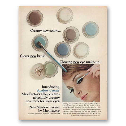 1966 Max Factor Creamy New Colors Clever New Brush Vintage Magazine Print Ad