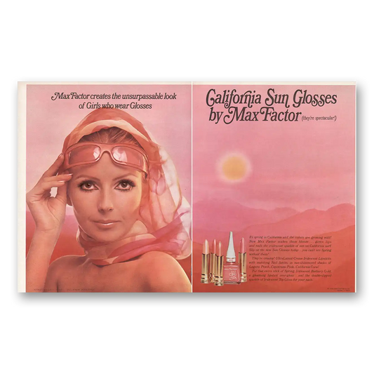 1966 Max Factor California Sun Glosses Unsurpassable Look of Girls Vintage Magazine Print Ad