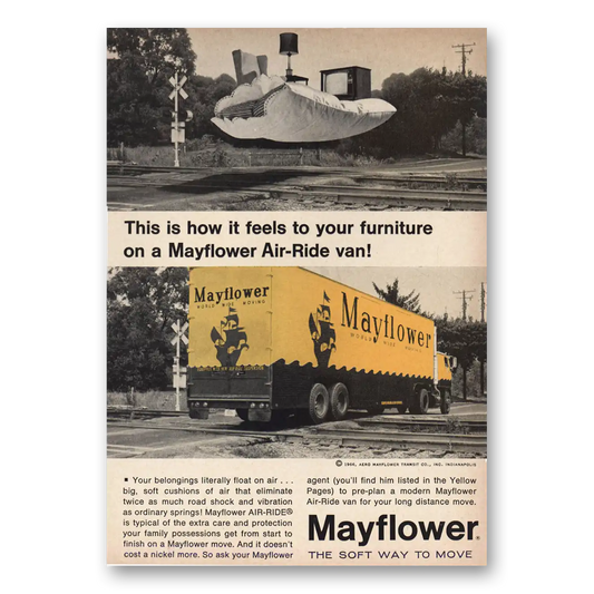 1966 Mayflower Moving Trucks Air Ride Van How It Feels Furniture Vintage Magazine Print Ad