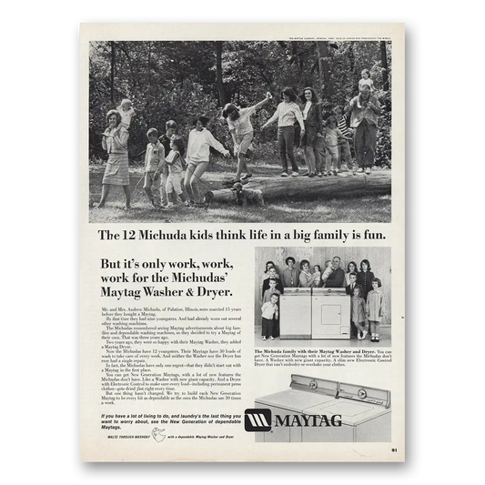 1966 Maytag Washer Dryer 12 Michuda Kids Vintage Magazine Print Ad