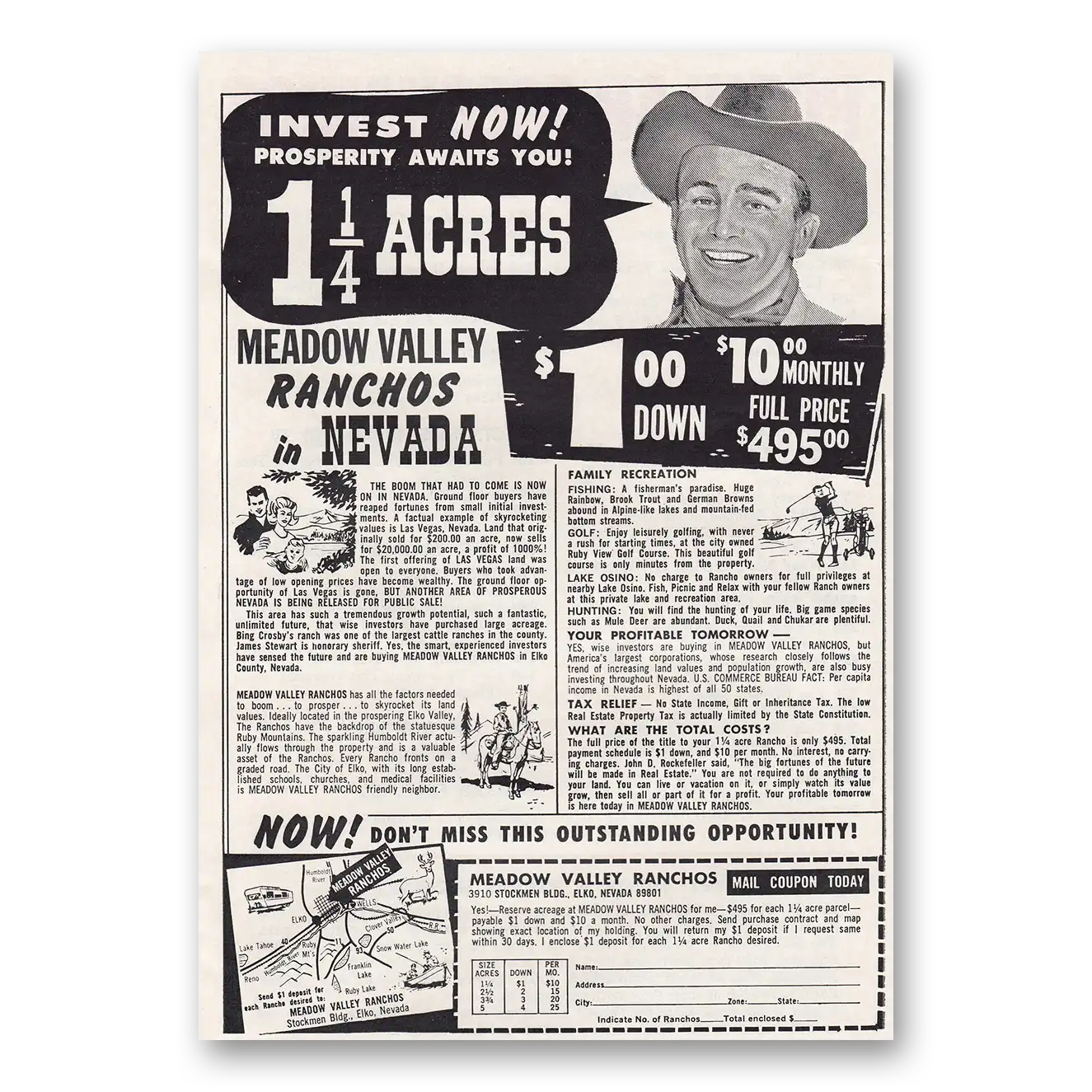 1966 Meadow Valley Ranchos Invest Now Prosperity Awaits You Vintage Magazine Print Ad