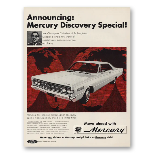 1966 Mercury Discovery Special Christopher Columbus Vintage Magazine Print Ad