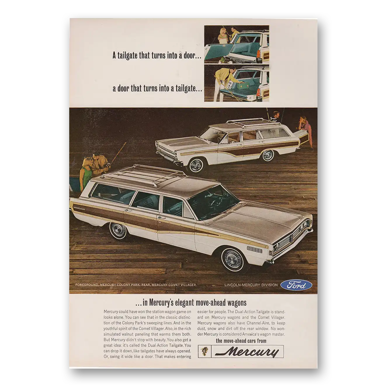 1966 Mercury Colony Park Wagon A Tailgate That Turns Into a Door Vintage Magazine Print Ad