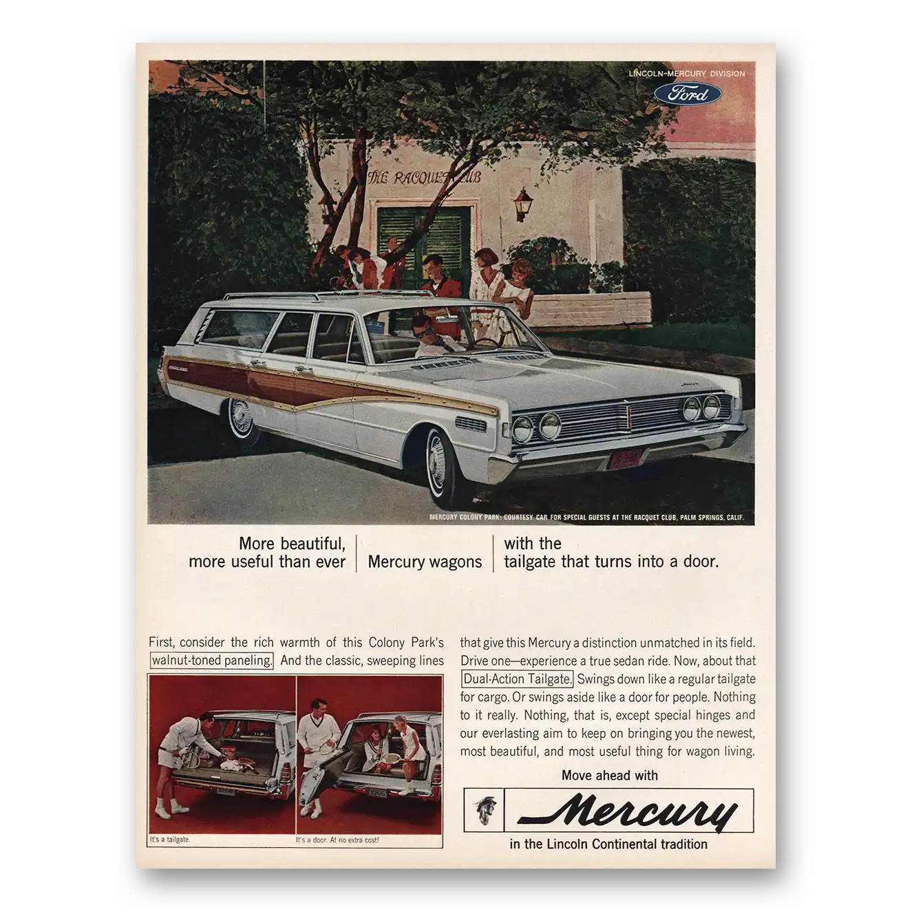 1966 Mercury Colony Park Wagons Tailgate Turns Into Door Vintage Magazine Print Ad