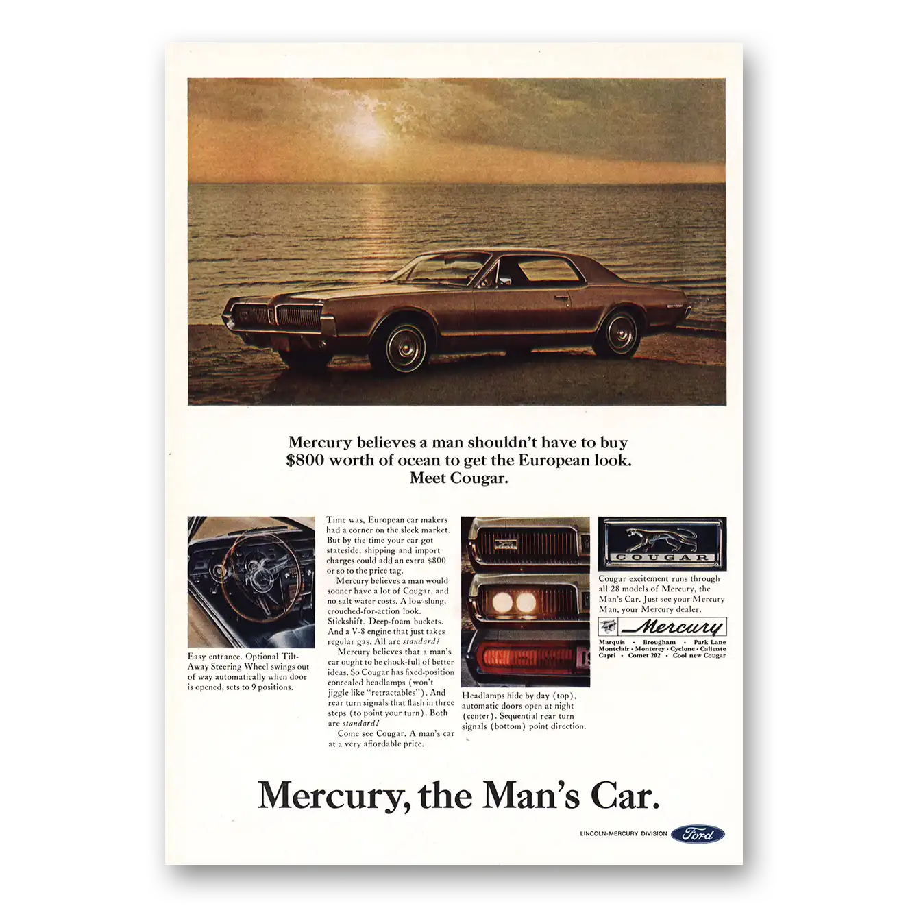 1967 Mercury Believes Man Shouldn’t Have to Buy Vintage Magazine Print Ad