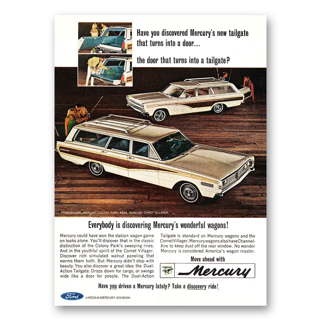 1966 Mercury Colony Park New Tailgate That Turns Into a Door Vintage Magazine Print Ad